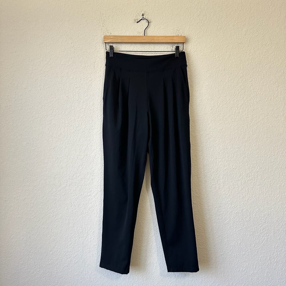 KIT AND ACE Pull On Pants Black Pleated High Rise Tapered Ankle Chic
